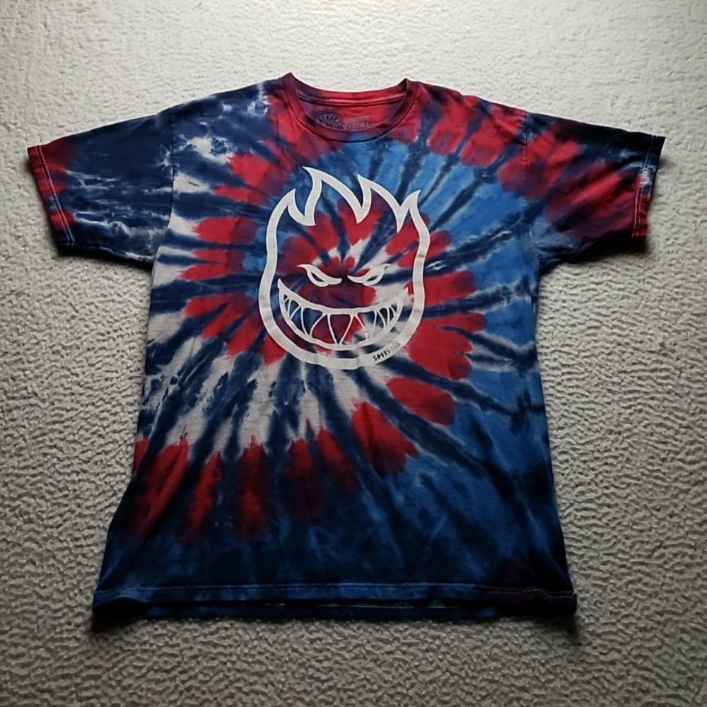 Spitfire Shirt Mens Large Blue Red Tie Dye Bighead Logo Graphic Skate Tee